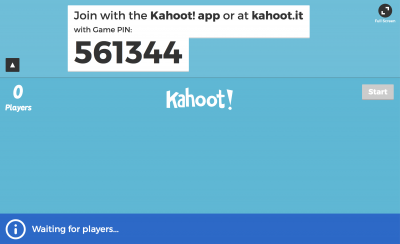 Kahoot startup screen